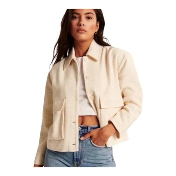 NWT Abercrombie & Fitch Off-White Tweed Jacket Size XXL - Picture 2 of 12